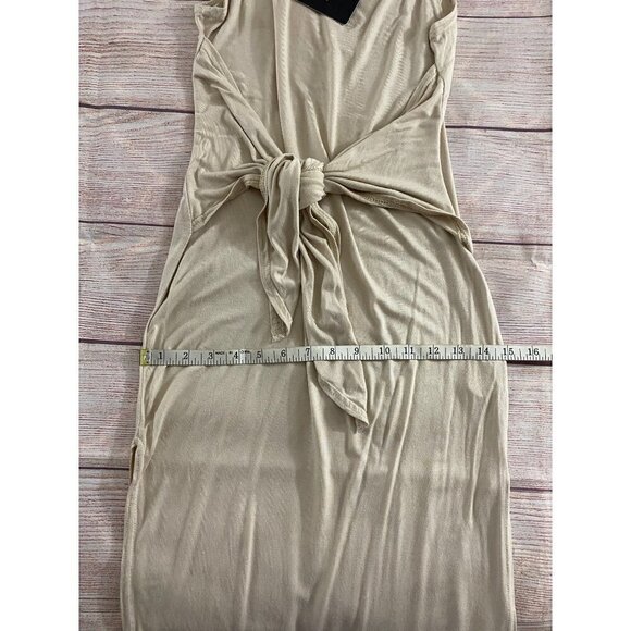 NWT Pretty Little Thing Beige Tie Waist Bodycon Dress - 4 - Picture 7 of 13